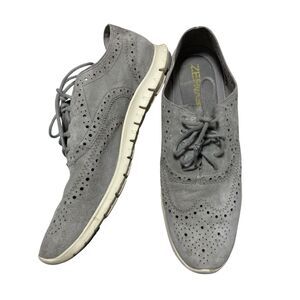 Cole Haan 11 B Womens Zero Grand.OS Grey Tie Loafer Suede Wingtip